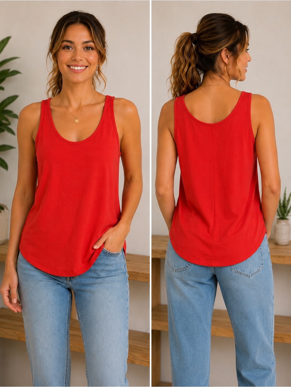 Cute Mixed Media Tank - Sz L